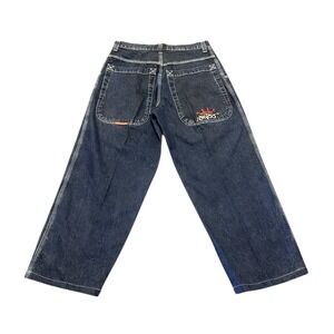 34x28 Vtg‎ JNCO Jeans 34x30 Huge Wide Baggy 90s Y2K Rave Skater Embroidery Logo